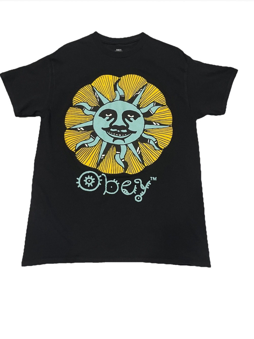 OBEY Men’s Sundial Graphic Cotton T-Shirt Black Sun Logo Shepard Fairey Size M